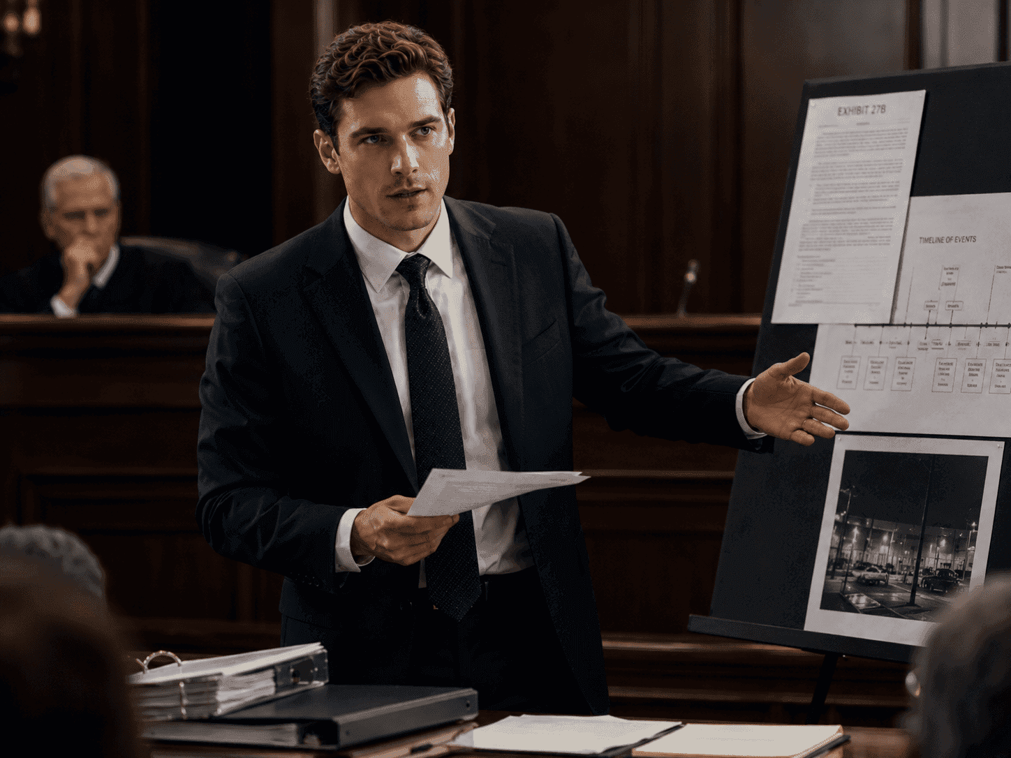 A lawyer reviewing and signing a legal document.